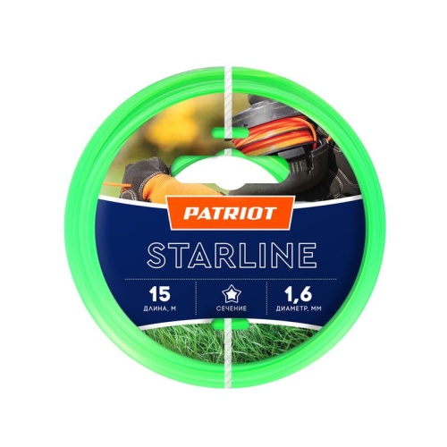 Леска Starline D1.6мм L15м 165-15-3 на пластиковой обойме блистерн. тип звезда зел. | код. 805201051 | PATRIOT