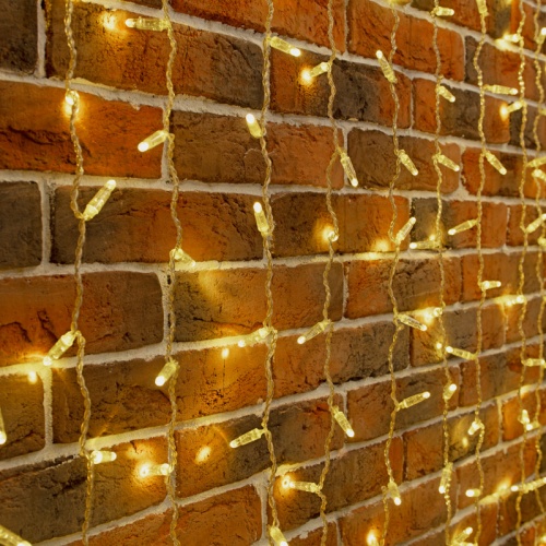 Гирлянда светодиодная Занавес 2х9м 1200 LED ТЕПЛЫЙ БЕЛЫЙ прозрачный ПВХ IP65 эффект мерцания соединяется 230В нужен блок 303-500-1 NEON-NIGHT | код 235-696 | NEON-NIGHT