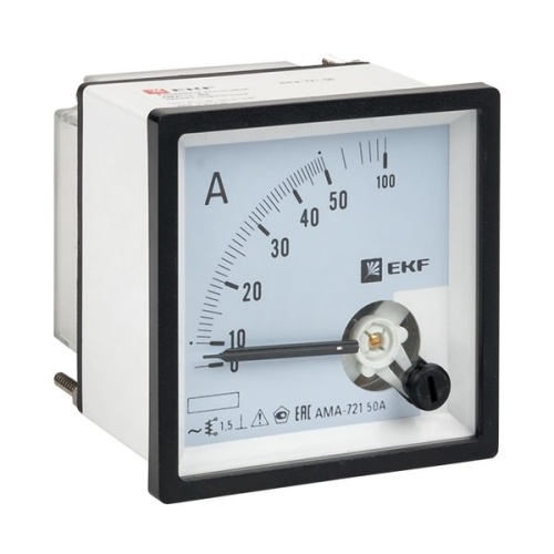 Амперметр AMA-721 аналоговый на панель (72х72) квадратный вырез 50А прямое подкл, | код ama-721-50 | EKF фото 2