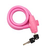 Тросовый замок взломостойкий для велосипедов и колясок с ключом 100 см розовый | код 79-0304 | ЧЕТЫРЕ СЕЗОНА