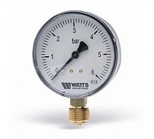Манометр радиальный 1/2' х 100 мм / 0-6 бар (10008077) | код RAN30H27JA739Q | WATTS Industries