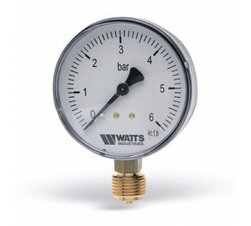Манометр радиальный 1/2' х 100 мм / 0-6 бар (10008077) | код RAN30H27JA739Q | WATTS Industries