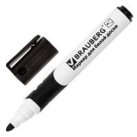 Маркер для доски BRAUBERG SOFT, ЧЕРНЫЙ, резиновая вставка, круглый наконечник, 5 мм, 151248 | код 151248 | BRAUBERG