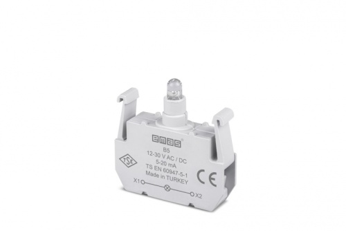 Блок-контакт подсветки с белым светодиодом 12-30V AC/DC, B5 | код B5 | EMAS