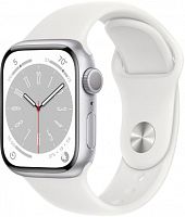 Смарт-часы Apple Watch Series 8 А2770 41мм OLED корп.серебристый рем.белый разм.брасл.:S/M (MP6L3LL/A) | код 1908196 | APPLE