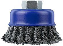 Щетка для УШМ, М14, Чашка, крученая витая проволока 0,5 мм, 75 мм, блистер, Profi | код 82-898 | FIT