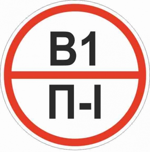 Знак Категории помещения по взрывопожарной и пожарной опасности В1 П-I 200х200 мм, пластик ГОСТ Р 12.4.026-2015 EKF | код pn-b1-p-l | EKF