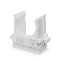 Крепёж-клипса для труб Полистирол белая d16 мм (100шт/2000шт уп/кор) Промрукав | код PR.02716б | ПРОМРУКАВ