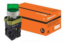 Перекл. 2 полож. SB2-BK2365 с фиксацией, 1НО+1НЗ, d22 мм, 230 В LED, зеленый, IP40 TDM | код SQ0703-0014 | TDM