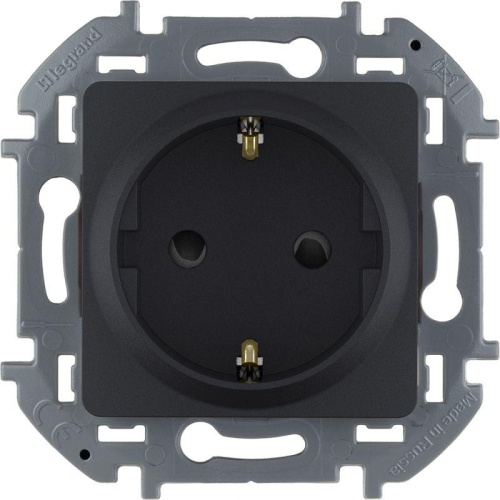 Розетка 2К+З со шторками немецкий стандарт 16 А 250 В~ INSPIRIA антрацит | код 673733 | Legrand