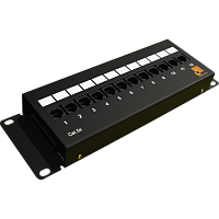 Патч-панель LANMASTER настенная с фронтальным монтажом 12 портов, UTP, кат.5E | код LAN-PPF12U5E/W | LANMASTER