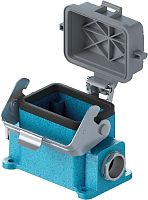 Закрытое основание взрывозащищенного разъема REVOS Ex, Size 6, с защитной крышкой, 2 кабельных ввода IP54 M20x1,5, с одной металлической защелкой, с уплотнителем, материал корпуса: цинковый сплав | код 70.340.0636.0 | Wieland