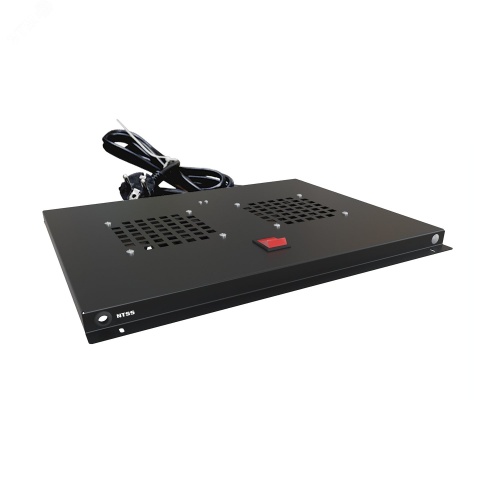 Модуль вентиляторный потолочный для шкафов серии R глубиной 600мм на 2 элемента потолочный без термостата, черный RAL 9005 | код NTSS-FAN2/600-BL | NTSS