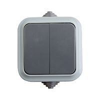 Выключатель двухклавишный влагозащищенный открытой установки Rexant IP 54, 10А | код 78-0521 | REXANT