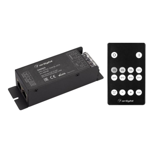 Диммер ARL-SYNC-DIM Black (12-24V, 1x25A, ПДУ 14кн, RF, RJ45) (IP20 металл, 3 года) | код 35135 | Arlight