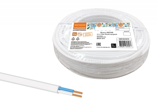 Провод ПУГСП (ПУГНП) 2х1.5 (бухта 20м) белый Народный ТРТС | код SQ0126-0219 | РЭМЗ ТМ