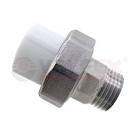 Муфта усиленная комб. разъем. (американка) с наружной резьбой 25х3/4дюйм (60/15) бел. | код 10156020У | VALFEX