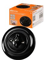 Выключатель скрытой установки фарфоровый поворотный проходной с ручкой (бантик) 10А черный «Болонь» | код SQ1820-0213 | TDM