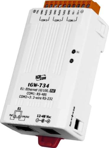 tGW-734 CR Tiny Modbus/TCP to RTU/ASCII gateway with PoE and 2 RS-232 and 1 485 Ports (RoHS) | код 00-06074228 | ICP DAS