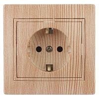 Розетка 1-м СП Plano 1-202-11 16А IP20 250В 2P+E Schuko сосна Intro Б0053887