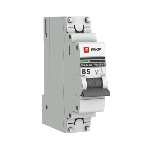 Автоматический выключатель 1P 5А (В) 4,5kA ВА 47-63 PROxima | код mcb4763-1-05B-pro | EKF