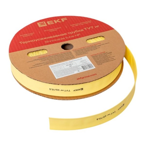 Термоусаживаемая трубка ТУТ нг 25/12,5 желтая рулон PROxima | код tut-25-y | EKF фото 5