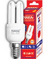 Лампа энергосберегающая (КЛЛ) 3U sup-mini 9Вт 220-230В E14 3300K NAKAI | код 7/1158 | NAKAI