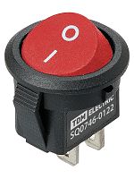 KCD11-101 250В AC/DC, 1P, 3А, (2с), ON-OFF, черный корпус, красная клавиша, Micro TDM | код SQ0746-0122 | TDM