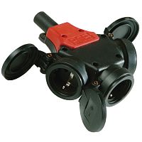 Розетка тройник с откидной крышкой | код DISS320163 | DKC