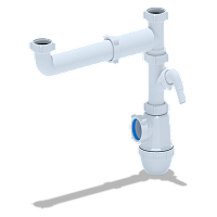 Сифон для мойки АНИ Грот 1 1/2' x 40 двойной одноуровневый смещенный без выпуска | код A7020 | АНИ пласт