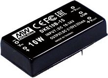 Источник питания DC-DC, 10Вт, вход 18…36В, стабил. выход ±5В/±100…±1000мА, изоляция 1000В DC, 50.8х25.4х11.27мм., -25С…+71С | код DKE10B-05 | MeanWell