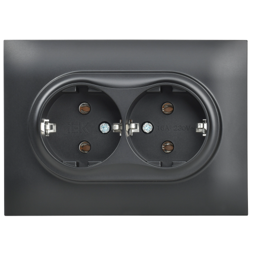 SKANDY Розетка 2-местная с заземлением без защитных шторок 16А в сборе SK-R08Bl черный IEKновинка | код SK-R21-16-K02-F | IEK фото 2