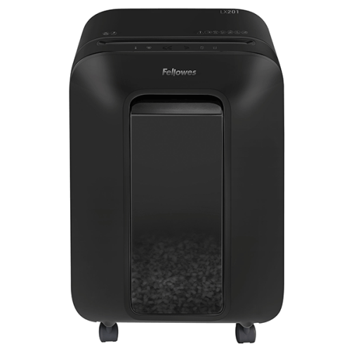 Шредер Fellowes PowerShred LX201 черный (секр.P-5) перекрестный 12лист. 22лтр. скрепки скобы пл.карты | код 1476972 | FELLOWES