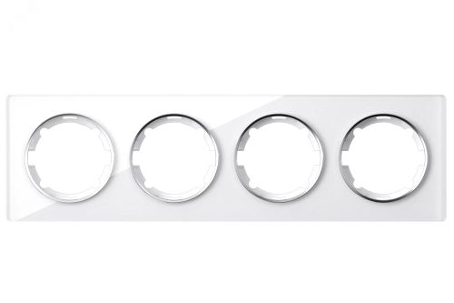 Рамка горизонтальная стеклянная на 4 прибора, цвет белый | код 2234927 | OneKeyElectro