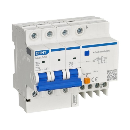 Диф. авт. выкл. NXBLE-32 3P+N C25 30mA тип AC 6kA соответствует стандарту ROHS | код 819514 | CHINT