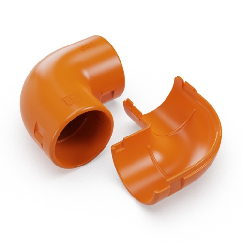 Соединитель угловой разборный оранжевый d32 мм (5шт/400шт уп/кор) Промрукав | код PR13.02483 | ПРОМРУКАВ