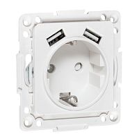 Стокгольм Механизм Розетки 1-местной с/з, USB 2A 16А винтовые клеммы белый с защ. штор. EKF | код EYR16-2USB-typeA | EKF