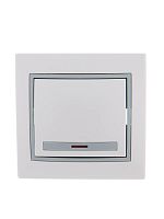 Выключатель 1-кл. СП Мира 10А IP20 с подсветкой с сер. вставкой бел. LEZARD 701-0215-111