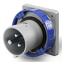 Разъем пром. силовой CEE встраиваемый, штекер, 63A, 2P+E 6h, 200_250VAC 50/60Hz, уст. 100x110mm, IP66/IP67/IP69, серия OPTIMA | код 248.6393 | Scame