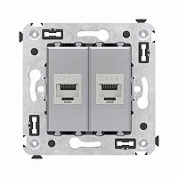 Компьютерная розетка RJ-45 без шторки в стену, кат.6 двойная экранированная, Avanti, Закаленная сталь | код 4404794 | DKC