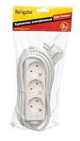 Удлинитель бытовой 3 розетки шнур 3м с заземлением 16А ПВС 3 розетки шнур 1 | код 94179 | Navigator Group
