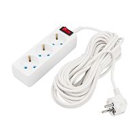 Удлинитель PROconnect 3 гнезда, 10 м, 3х0.75 мм кв, с/з, с кнопкой, белый | код 11-7207 | PROCONNECT