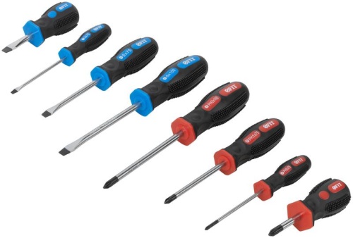 Отвертки ''Универсал'' Профи, CrV сталь, прорезиненные ручки, в чемоданчике, набор 8 шт | код 56042 | FIT фото 4