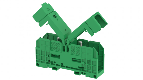 Клемма проходная болтовая 120 мм2, на высокие токи, на 2 подключения, с защитными крышками, зеленая SPT120XL-GREEN | код 4312450003 | Elmex