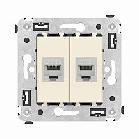 Компьютерная розетка RJ-45 без шторки в стену, кат.6А двойная экранированная, Avanti, Ванильная дымка | код 4405774 | DKC
