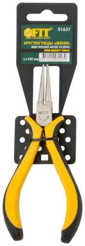 Круглогубцы "мини" профи никелированное покрытие мягкие ручки 125мм черн.-желт. FIT 51637