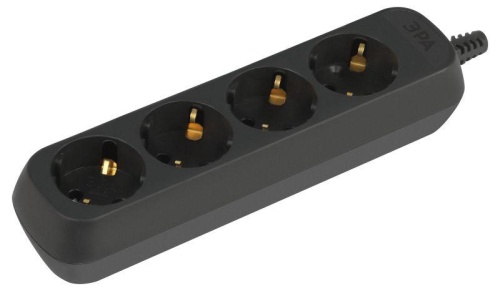 Колодка удлинителя 4-м с заземл. черн. KX-4e-B | код Б0061730 | Эра