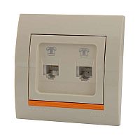 DERIY Розетка RJ11 х2 евро крем | код 702-0303-138 | LEZARD