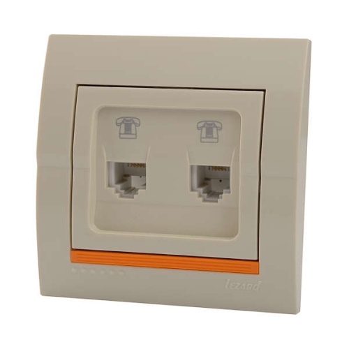 DERIY Розетка RJ11 х2 евро крем | код 702-0303-138 | LEZARD