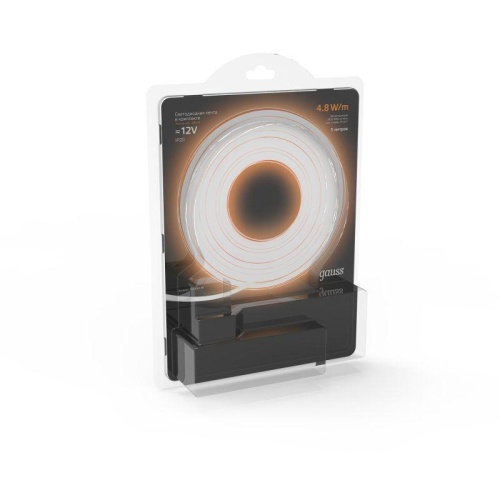 Лента светодиодная LED 2835/60-SMD 4.8 Вт/м 210 лм/м 3000К DC 12В IP20 8мм комплект лента и драйвер (блистер 5м) Black Gauss | код 312400148 | Gauss фото 7